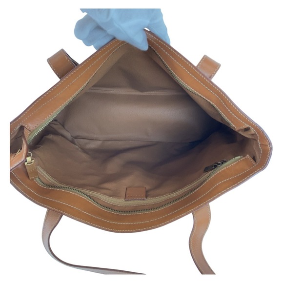 CELINE Vintage Macadam Brown Gold Hardware Leather Tote Bag Handbag Shoulder ... - Picture 3 of 10